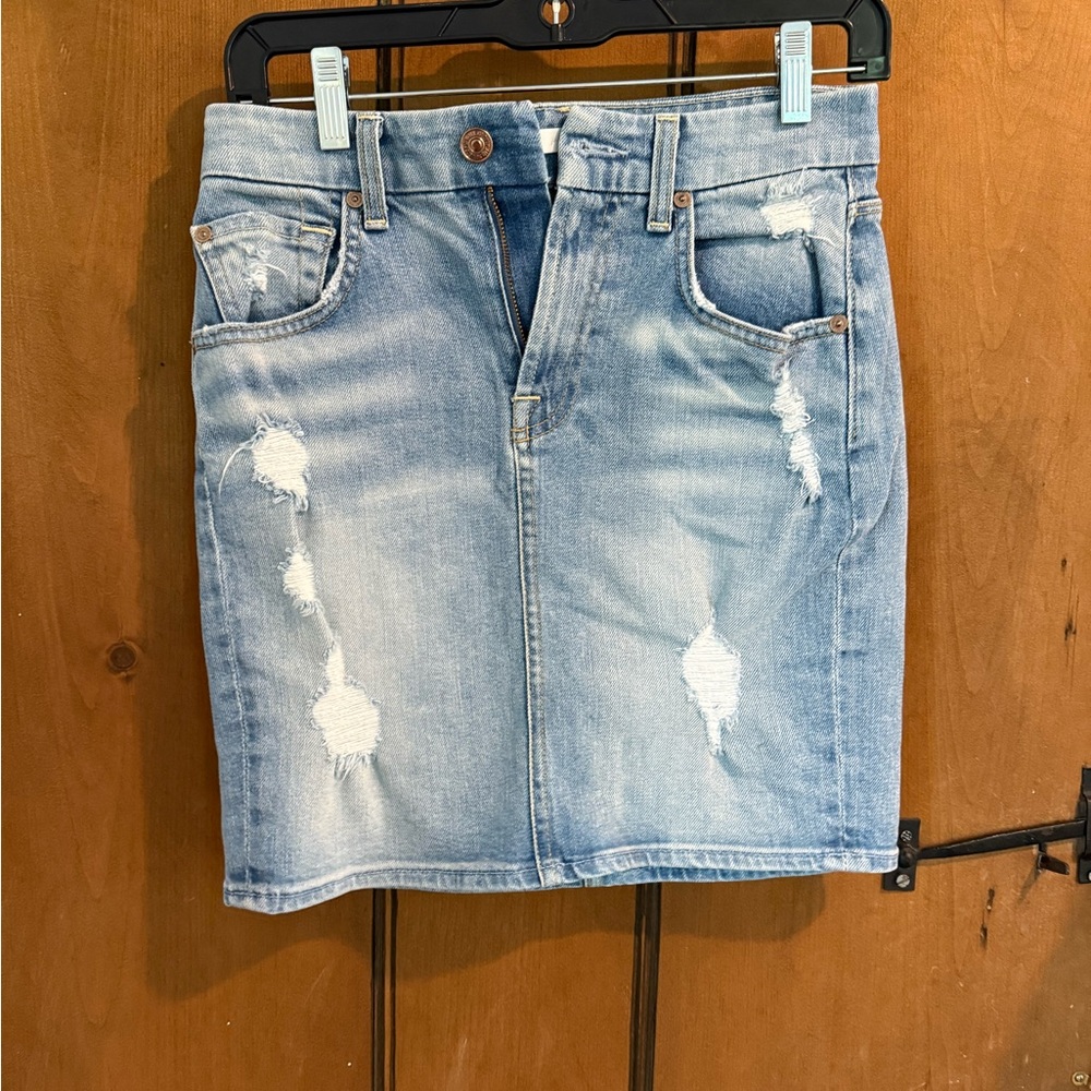 7 For All Mankind Blue Mini Pencil Skirt Casual